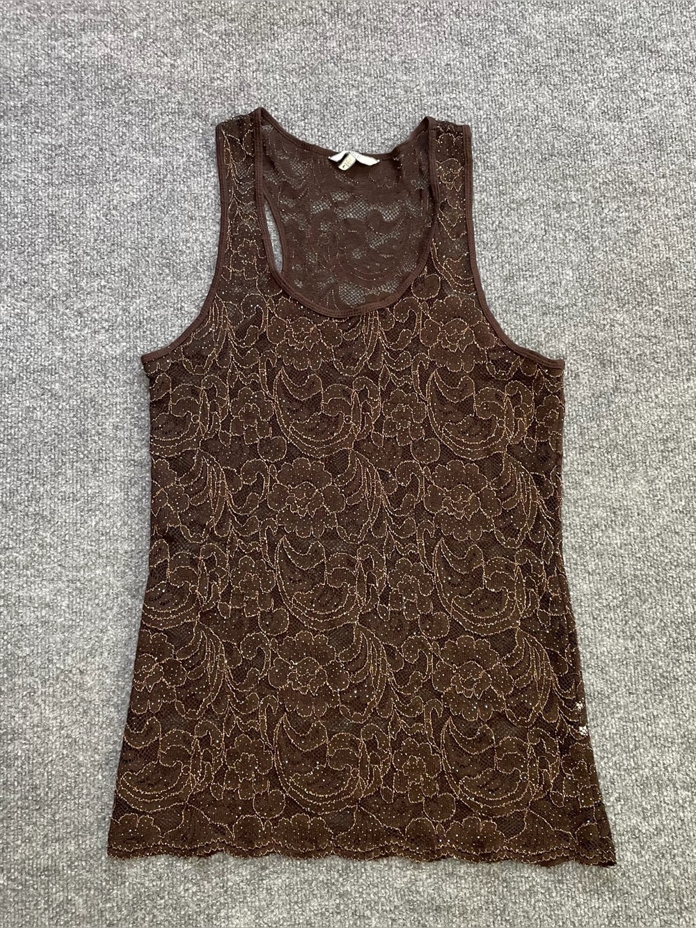 Y2K Boho Brown Sparkly Sheer Racerbank Tank Buckle